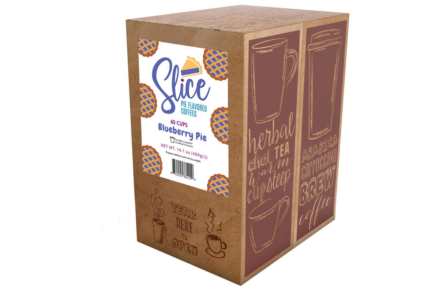 Slice Coffee Blueberry Flavored Coffee Pods for Keurig, 40 Count, Blueberry Pie
