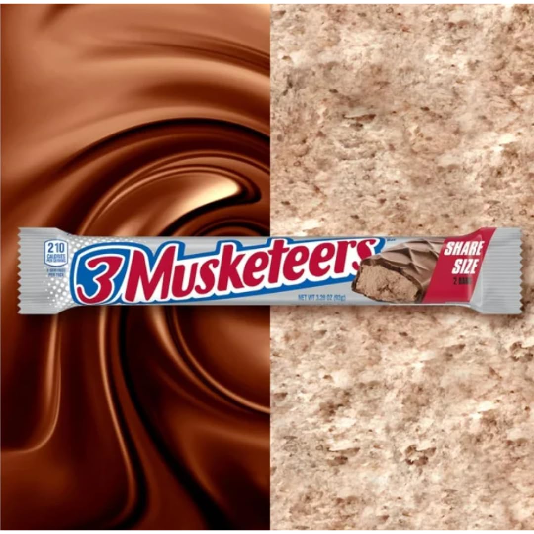 LYZAS SWEETS &   King Size Candy Bars - 3 Musketeers, Gift Pack of 2, Share Size, 3.28 oz.