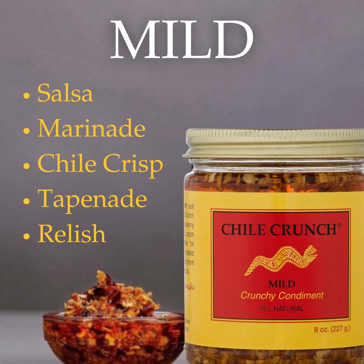 Chile Crunch - A Crunchy All Natural Spicy Condiment (Mild) - 3 Pack