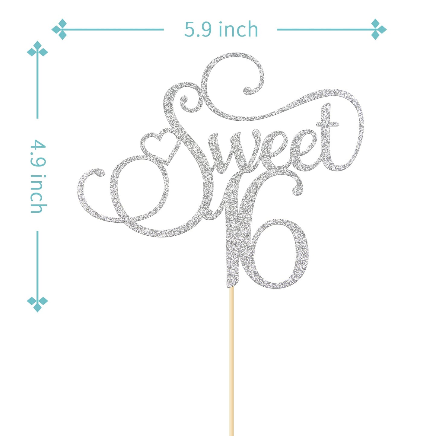 Kakaswa Sweet 16 Cake Topper, Happy 16Th Birthday Party Supplies, Sweet Sixteen Theme Party Decorations, Cheers To 16 Years Birt