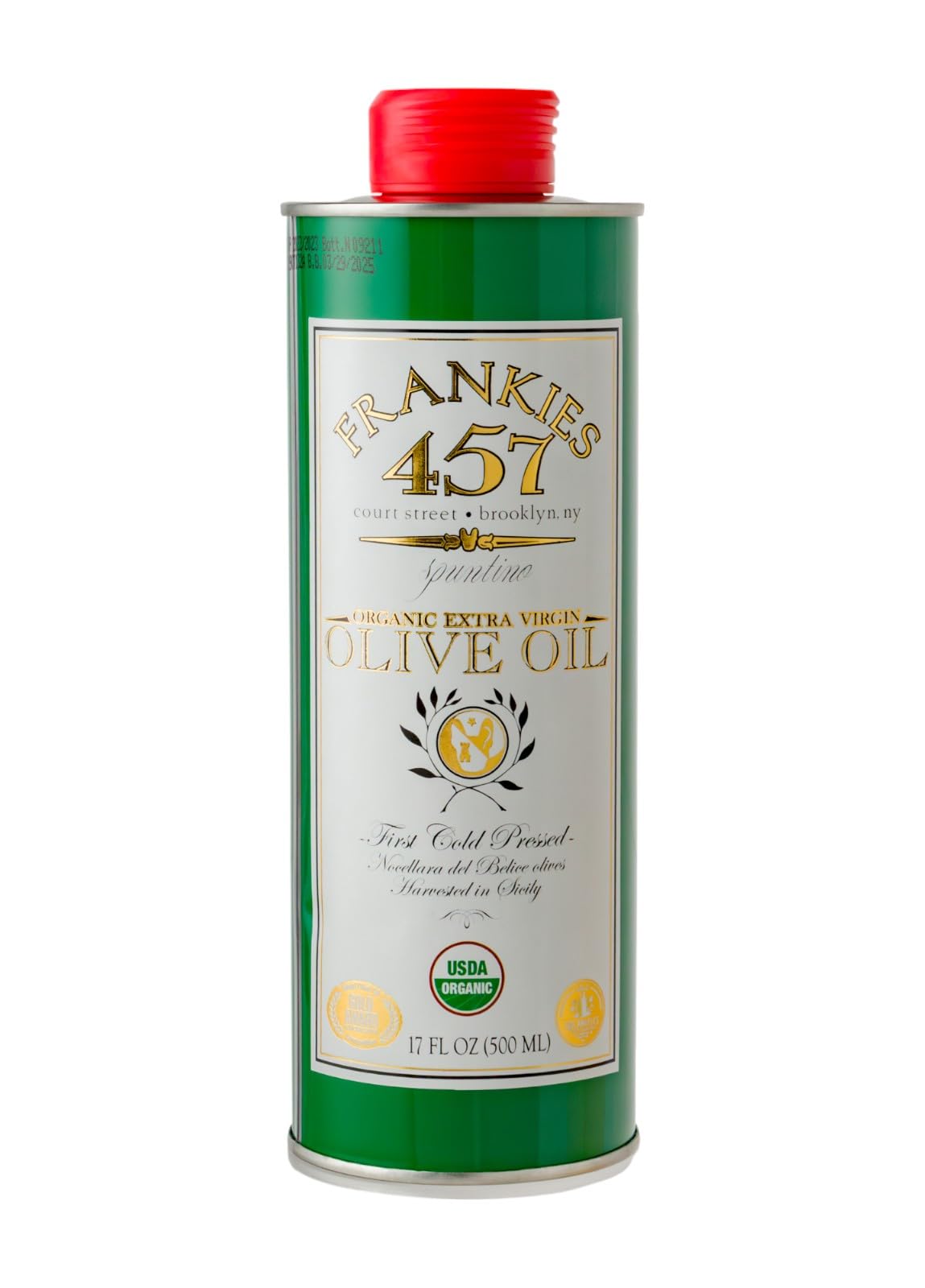Frankies 457 Organic Extra Virgin Organic Olive Oil - Premium Castelvetrano Olive Oil - Harvested in Sicily - Pure Authentic Ita