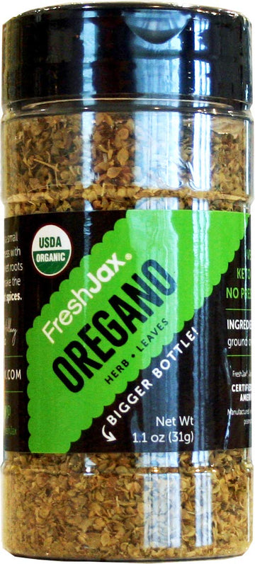 Freshjax Organic Spices - Oregano - Large Bottle, Gluten-Free, Kosher