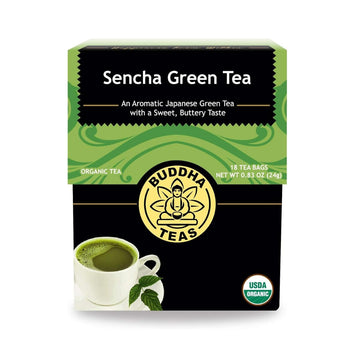 Buddha Teas - Organic Sencha Green Tea - For Health & Wellbeing - Japanese Green Tea - With Antioxidants & Minerals - Clean Ingr