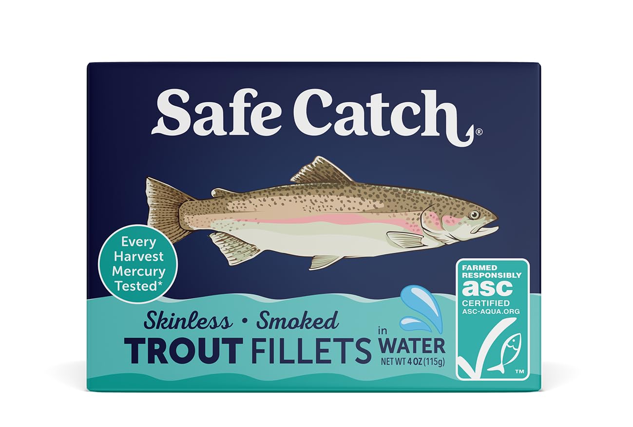 Safe Catch Smoked Rainbow Trout Fillets, Skinless & Boneless, Mercury Tested, 4 oz (Pack of 12)