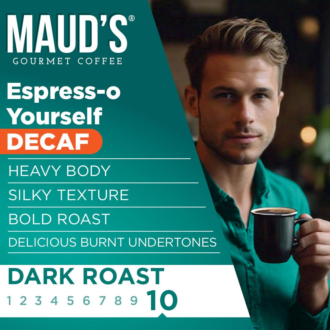 MAUDS Decaf Espresso Coffee Pods, 100% Arabica, 18 Count, KCup Compatible, Solar Energy Produced, Recyclable