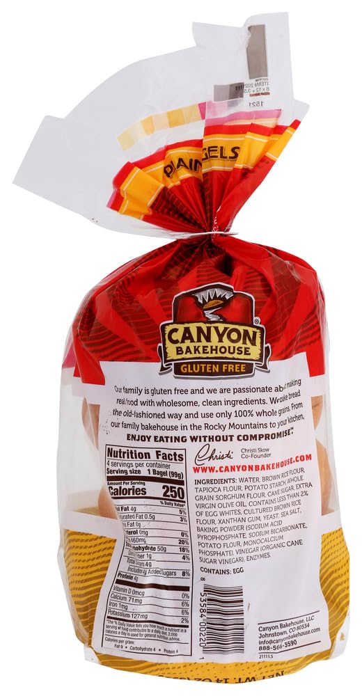 Canyon Bakehouse Gluten-Free Presliced Plain Bagels (4 Bagels Per Pack)