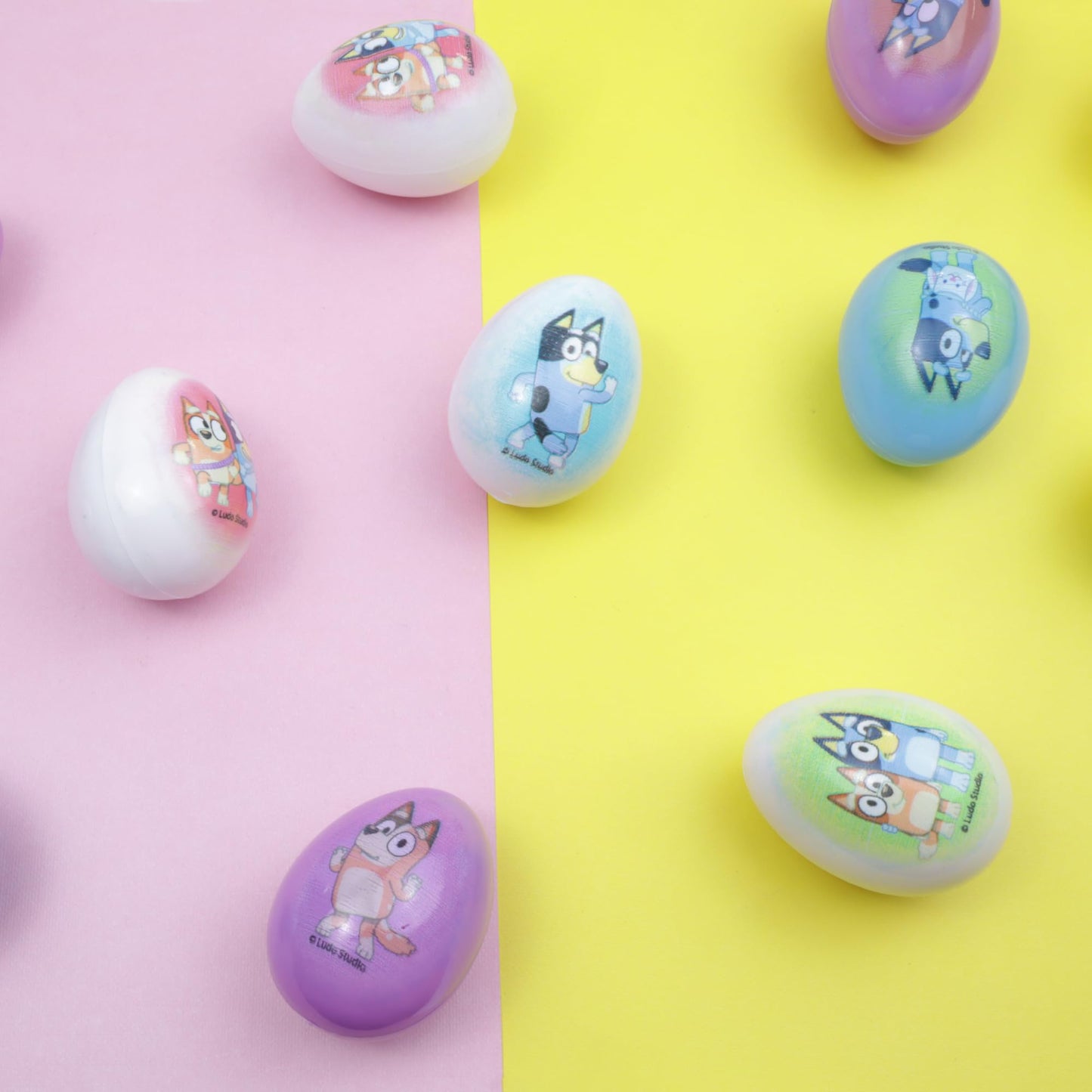 Galerie Bluey Themed Plastic Easter Eggs, Red Hard Candy Pouches Inside, Great For Egg Hunts, 2.47 Ounces