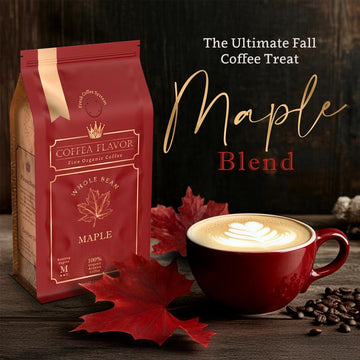 Maple Flavored Whole Bean Coffee - Organic, Single Origin, Medium Roast, 100% Arabica, Naturally Flavored - 16 Oz Bag - By Coffe