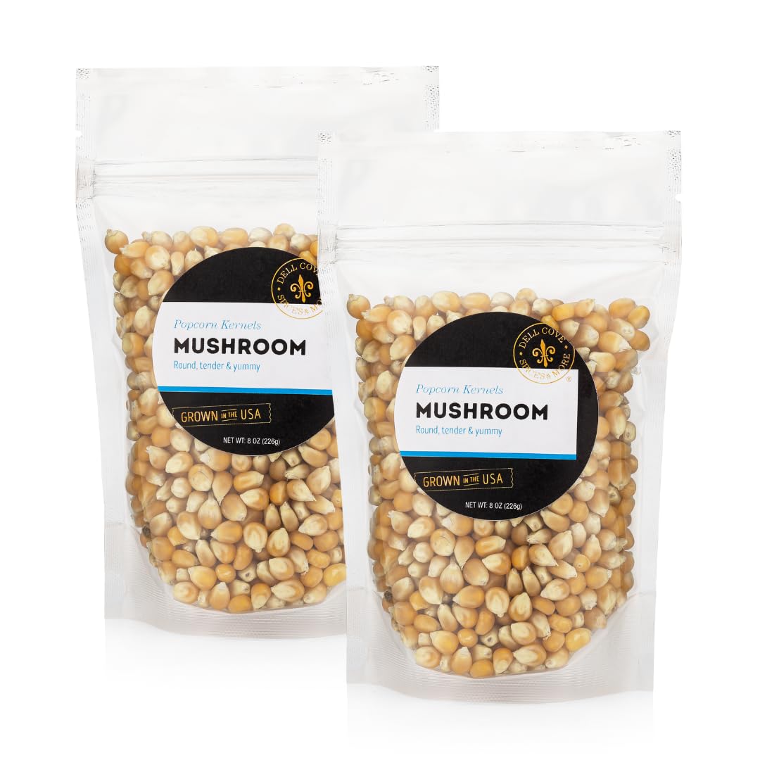 Dell Cove Spices Mushroom Popcorn Kernels, Gourmet Stovetop Popping, 8 Ounce (Pack of 2)