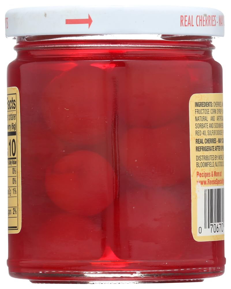 Reese Red Maraschino Plain, 10-Ounce Jars (Pack Of 12)