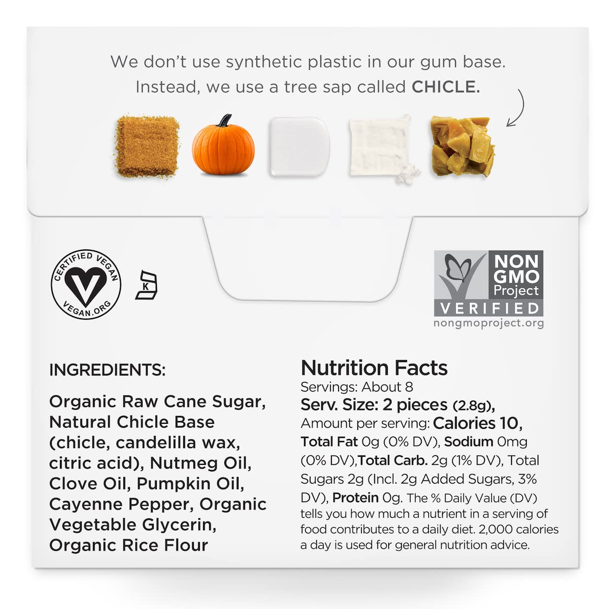 Simply Gum | Pumpkin Spice | Plant- Based Chewing Gum | Pack Of Six (90 Pieces Total) | Synthetic Free + Aspartame Free + Non Gmo