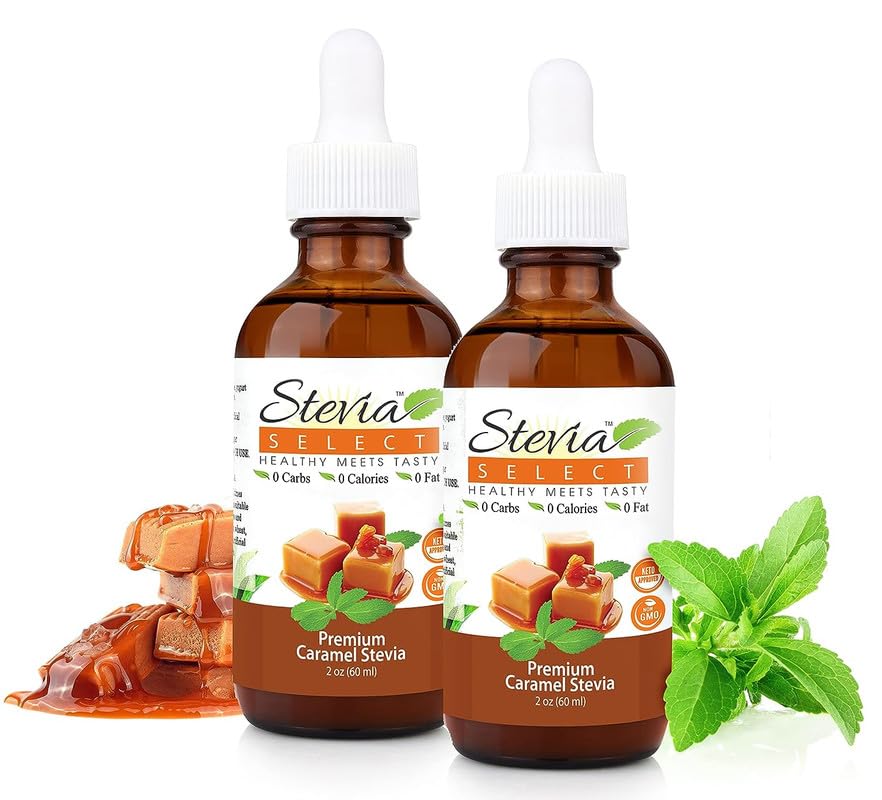 Stevia Select Liquid Stevia Sweetener - Zero Calorie Caramel Flavor - 2 Fl Oz (Pack of 2)