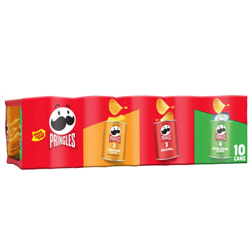 Pringles Potato Crisps Chips, Lunch Snacks, On-The-Go Snacks, Grab N' Go, Variety Pack, 13.7Oz Tray (10 Cans)