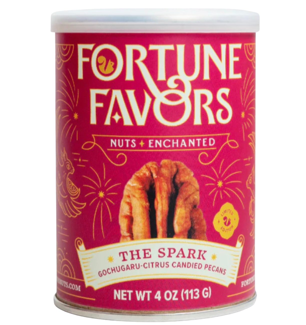 Fortune Favors Candied Pecans, Sweet and Salty Snack, Hand Crafted in Small Batches, USA-Grown (4oz, The Spark)