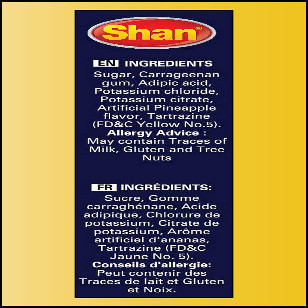Shan Jelly Crystals Pineapple 2.8 Oz (80G) - Cristaux De Gelee A L'Ananas - Quick And Easy Jello - Suitable For Vegetarians - Ai