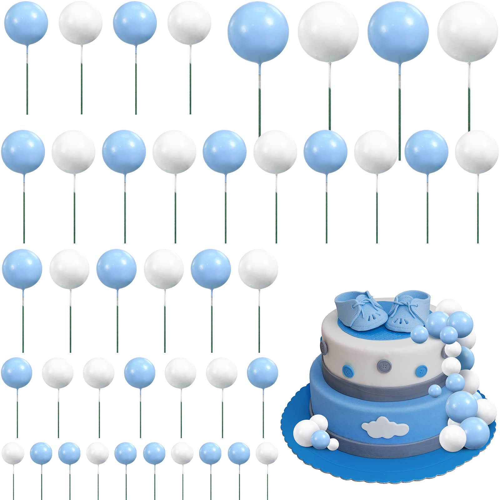 66 Pieces Mini Balloon Cake Topper Cake Decorations Balls Faux Pearl Balls Cake Picks Diy Cake Insert Topper Baking Decoration F