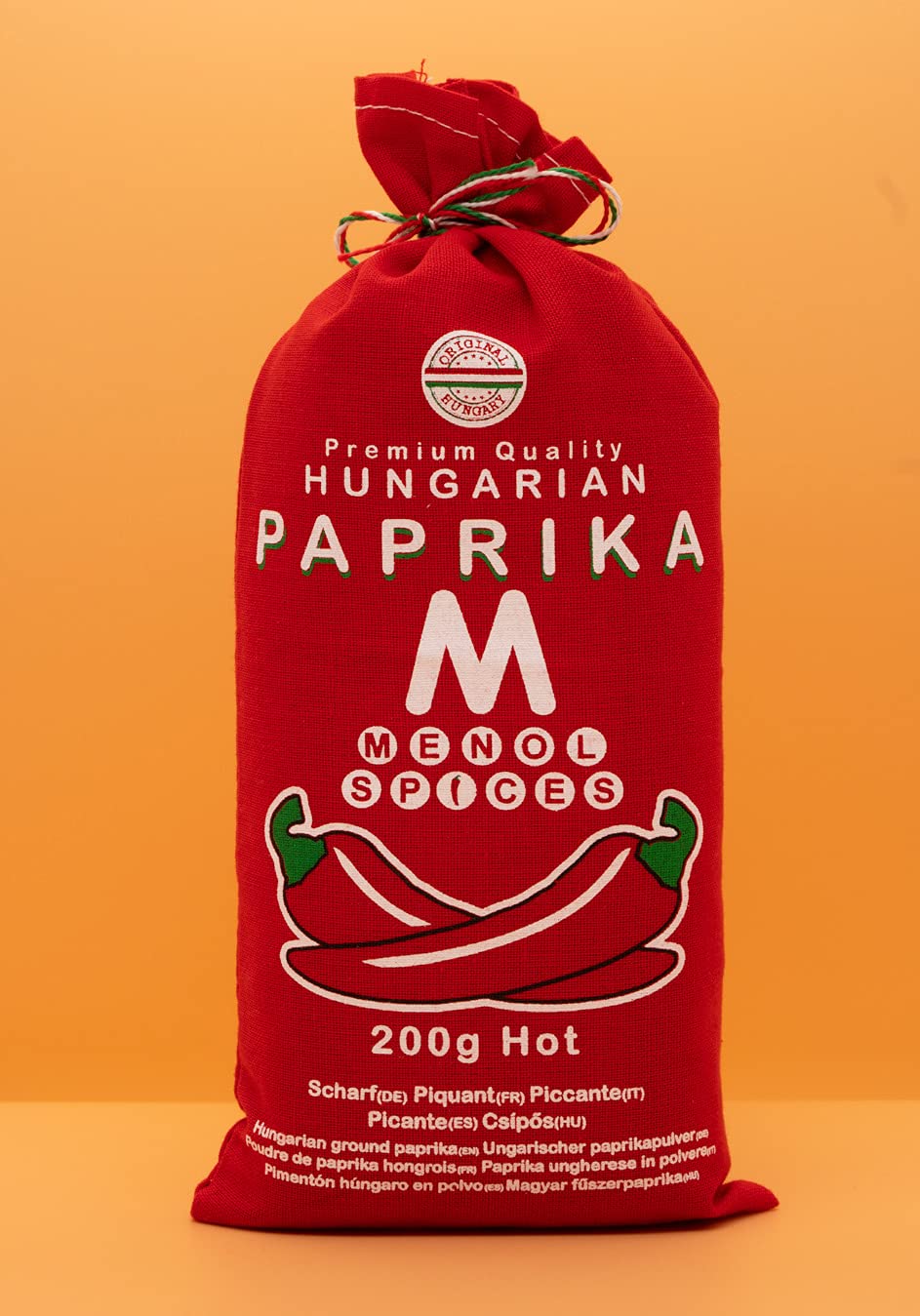 Menol Spices Authentic Hungarian Hot Paprika Powder, Gourmet Quality, 7oz / 200g, Very Spicy, Freshly Ground