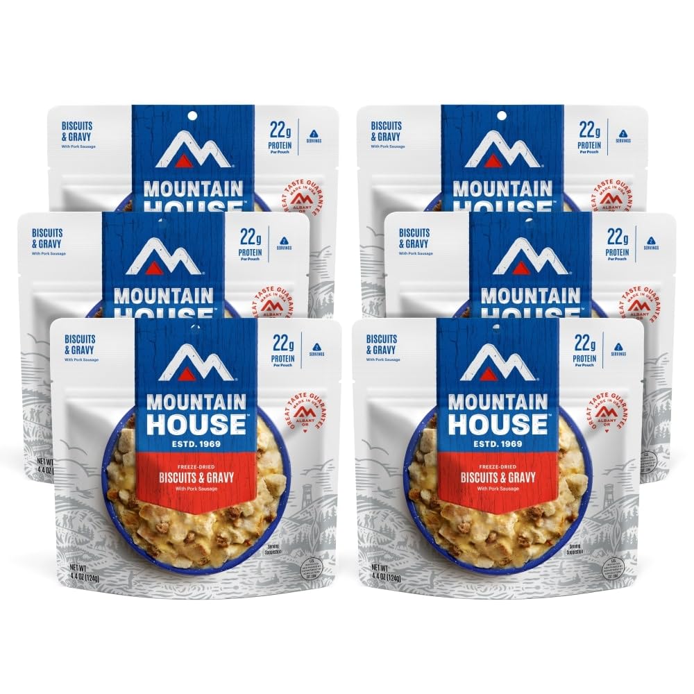 Mountain House Biscuits & Gravy  Freeze Dried Backpacking & Camping Food 6-Pack