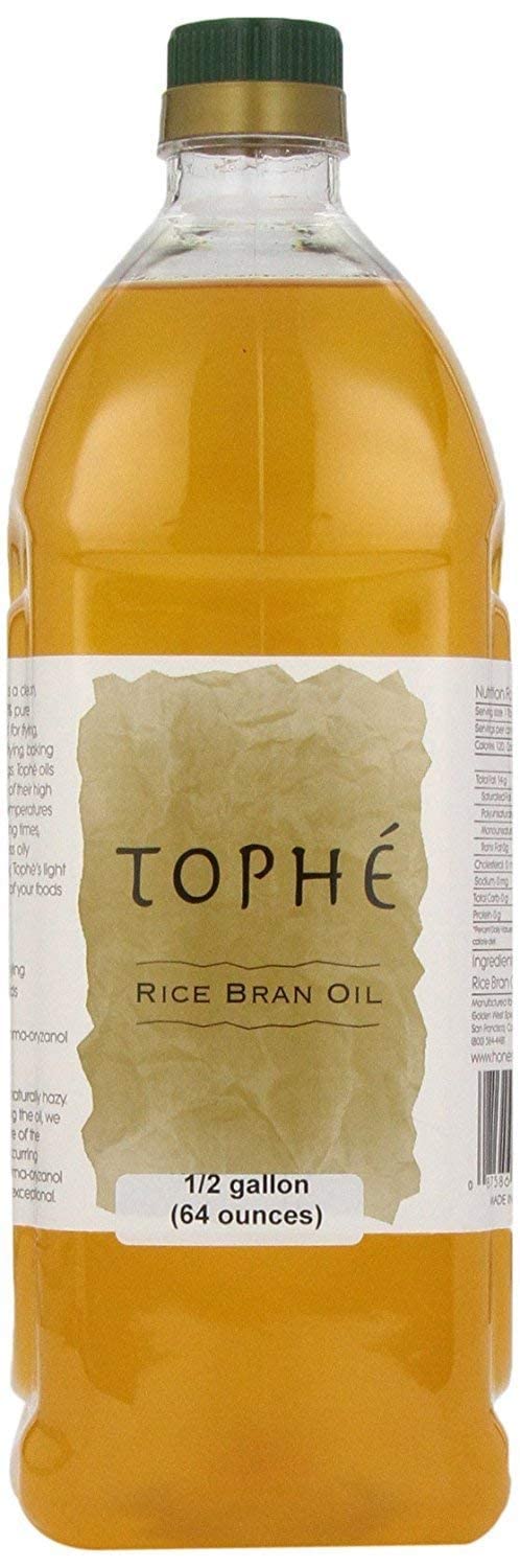 Rice Bran Oil | All Natural, Made From 100% Non-Gmo Rice | Rich In Vitamin E And Gamma-Oryzanol | Unfiltered, Non Winterized, No Trans Fat And Heart Healthy | 1/2 Gallon By Tophe