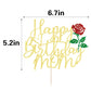 Keoysek Happy Birthday Mom Cake Topper Gold Glitter Mother'S Birthday Cake Decoration Supply - Birthday Party Decor For Mom - Mo