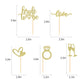 Hengmerry 35 PCS Glitter Diamond Ring Cupcake Toppers, 2.5x3.5, Bamboo, Gold for Bridal Shower Wedding Engagement Party