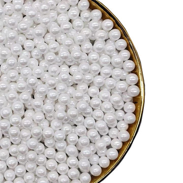 White Sprinkles Edible Pearl 7Mm 130G/4.6Oz,Christmas Cake Dessert Sprinkles,Cookie Sprinkles,Sugar Pearl, Edible Pearls Candy F