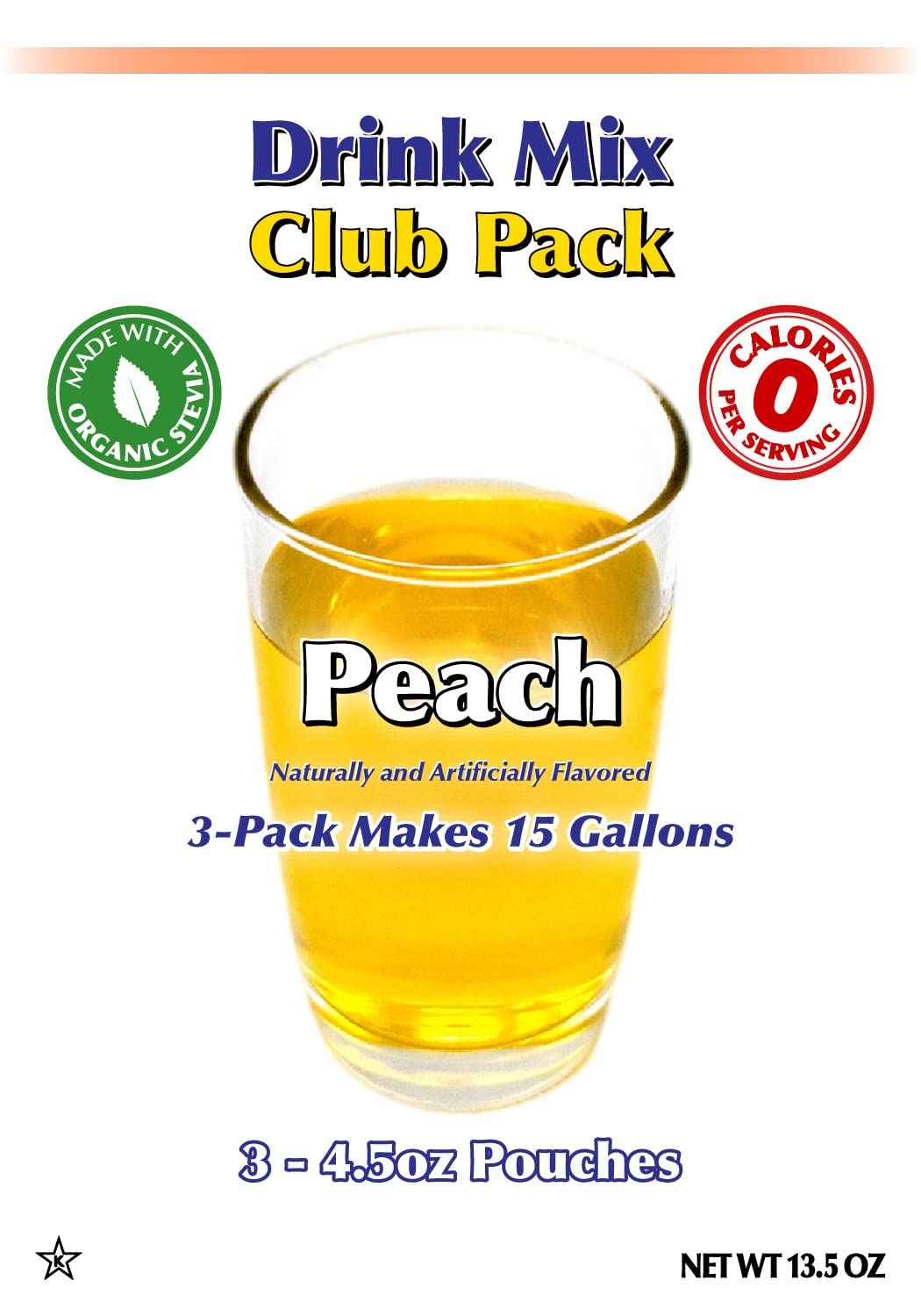 Gramzero Peach Zero Calorie Sugar Free Drink Mix, Great For Nutrition Club Loaded Teas, Stevia Sweetened