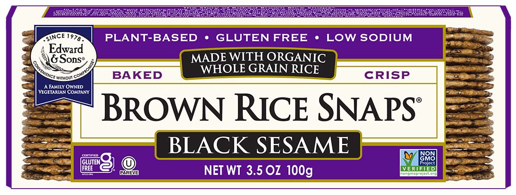 Edward & Sons Brown Rice Snaps Black Sesame 3.50 Ounces (Case of 12)