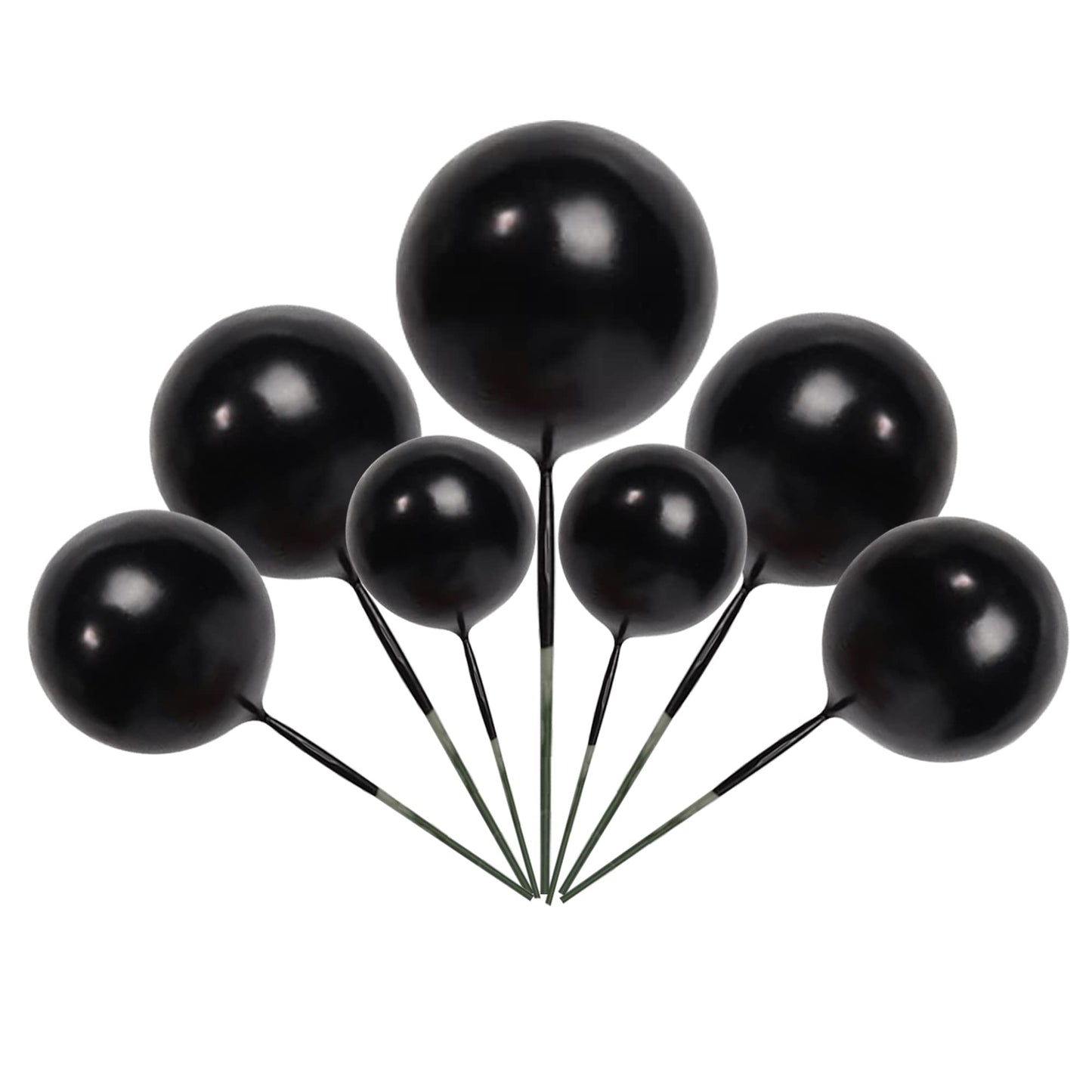 Rssta i Foam Ball Cake Toppers, 30 PCS Black Mini Balloon Picks for Baby Shower, Wedding, Birthday, Graduation Party Decorations