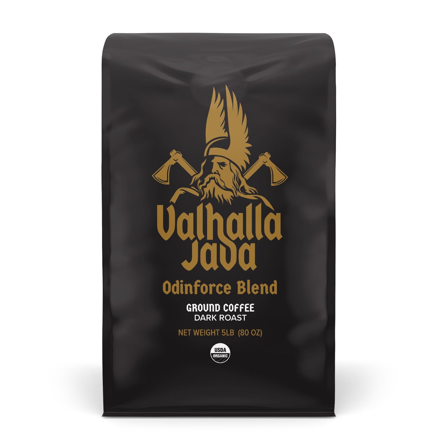 Death Wish Coffee Valhalla Java Dark Roast Grounds, USDA Organic, 80 oz, Bold & Intense Blend
