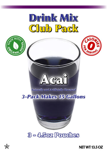 Gramzero Acai Zero Calorie Sugar Free Drink Mix, Great For Nutrition Club Loaded Tea, Stevia Sweetened