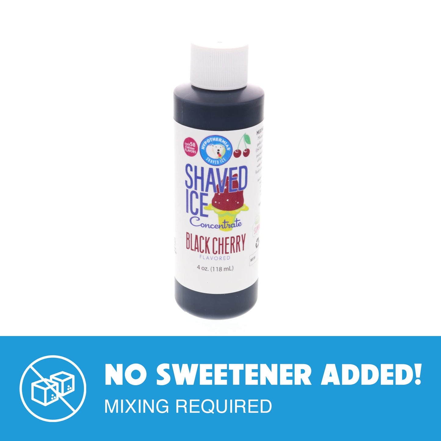 Hypothermias Shaved Ice Syrup - Unsweetened Black Cherry Concentrate - 4 Fl Oz - Makes 1 Gallon - Add Filtered Water and Sweetener