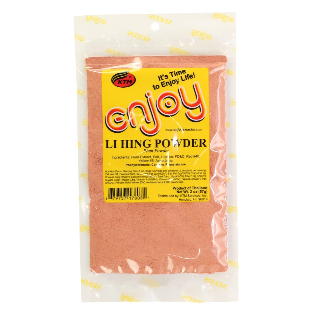 Enjoy Li Hing Mui Powder - 2 Pack (2 Oz Bags) - Red Flavor Seasoning for Snacks & Drinks