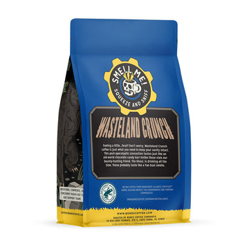 Bones Coffee Company Wasteland Crunch Flavored Ground Coffee Beans Chocolate Candy Bar Flavor | 12 Oz Medium Roast Low Acid Coff