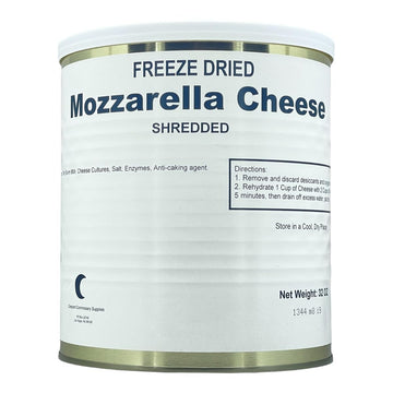 Military Surplus Freeze Dried Shredded Mozzarella Cheese - #10 Can - 32 oz - 25+ Year Shelf Life - Emergency Survival Food - Lon