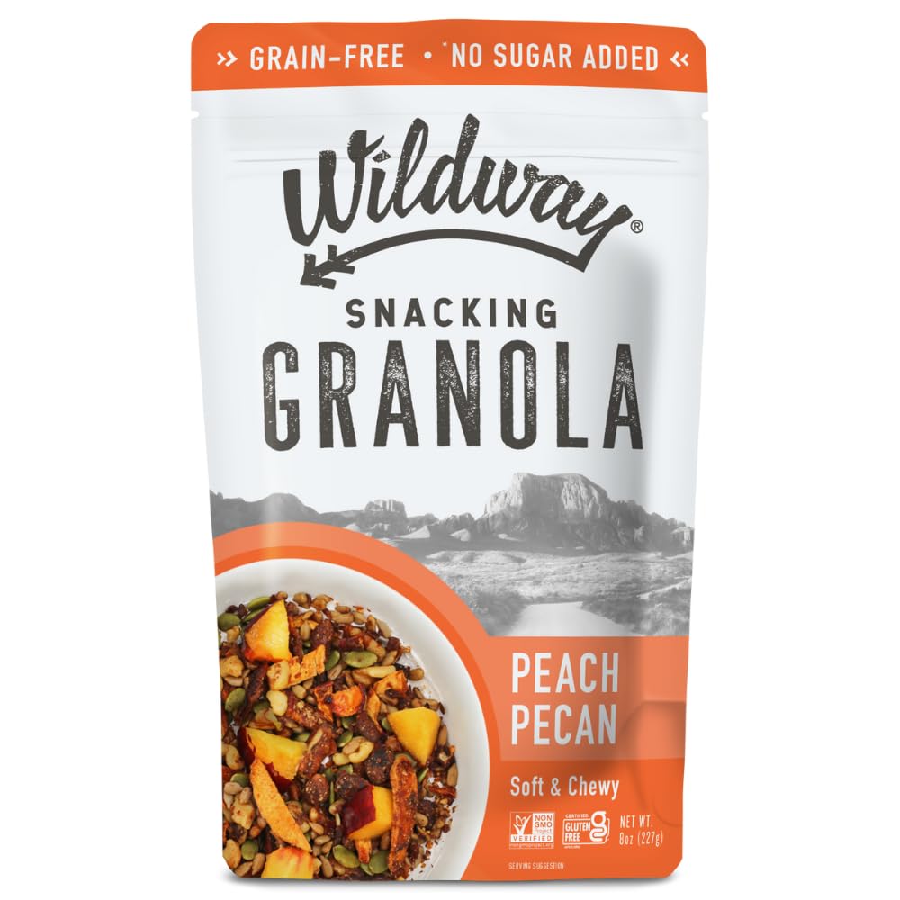Wildway Keto Granola, Peach Pecan, Grain-Free, Vegan, Low Carb, 8 oz (Pack of 6)