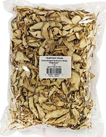 Mushroom House Dried Sliced Shiitake Mushrooms, Premium, 1 Pound Bag, 16 Ounce