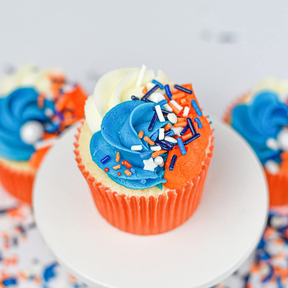 Sweets &   Boutique Edible Cake Sprinkles, 4 Ounce, Fancy Orange & Blue for Cake Decorating