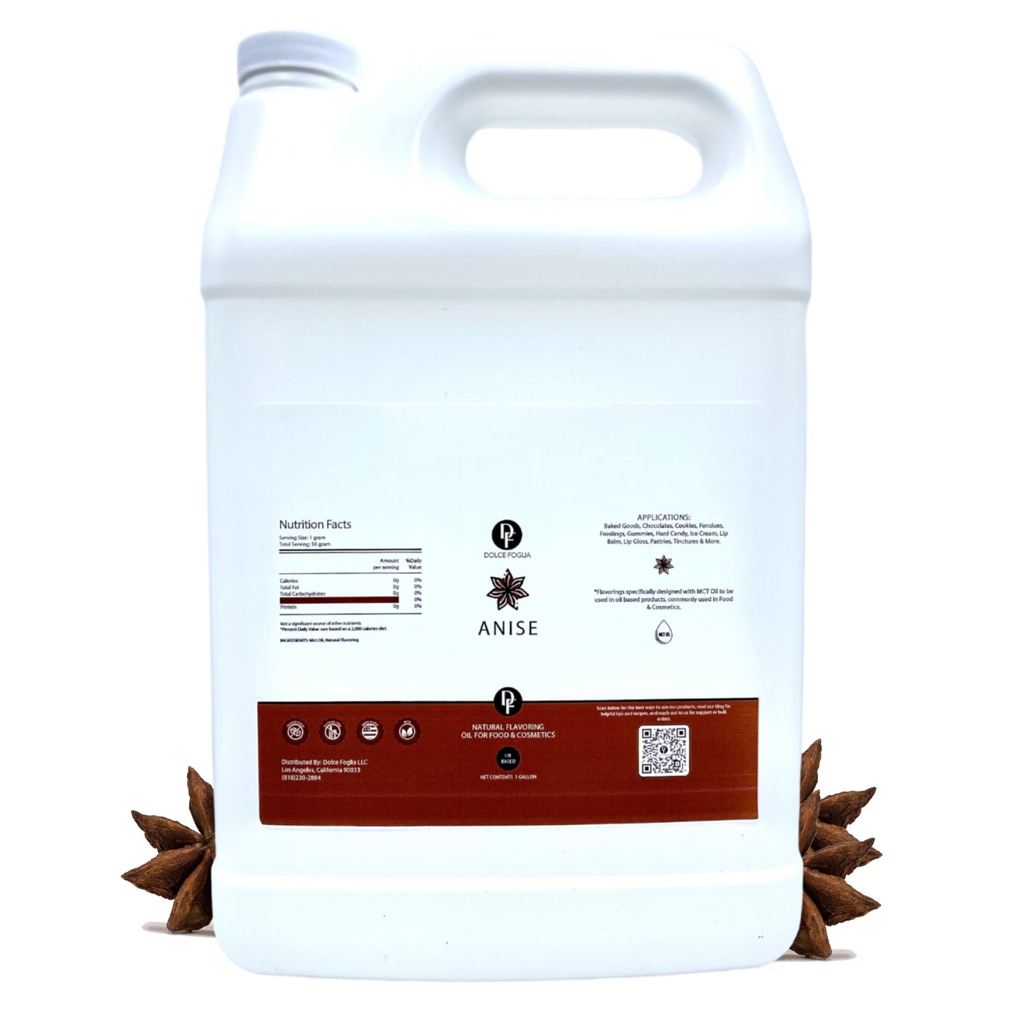 Dolce Flav Natural Anise Extract - Oil-Soluble, Sugar-Free Flavoring for Baking & Liqueurs - 1 Gallon