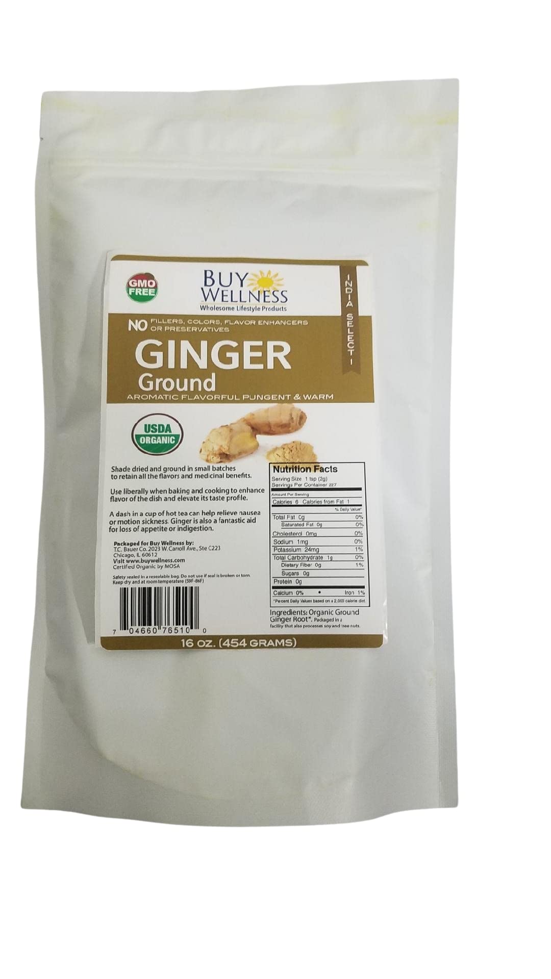 Buy Wellness Ginger Ground Certified Organic Ginger Root Powder Non Gmo,Ethically Traded, Zingiber Officinale Small Batch Proces