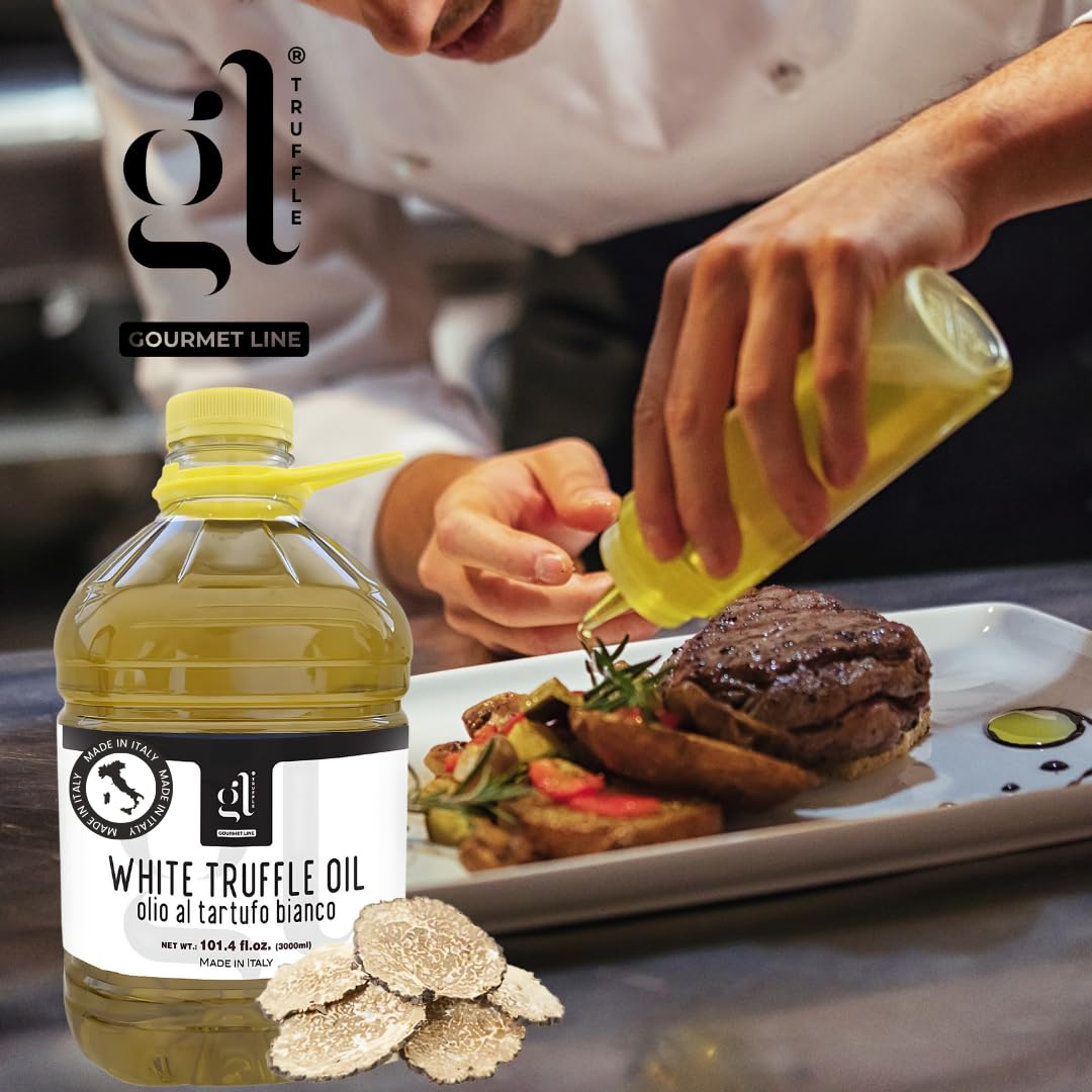 White Truffle Oil Bulk 3 Liters (97 Fl.Oz), Non-Gmo, Foodservice Truffle Oil, Made In Italy, Gl Truffle Gourmet Line
