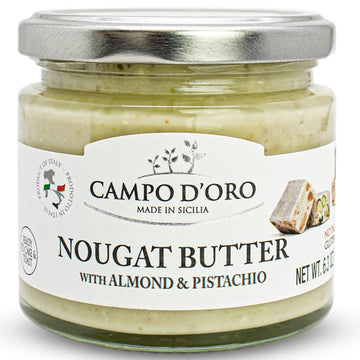 Pistachio And Almond Nougat Butter, Spreadable Pistachio And Almond Torrone Cream, Crema Di Torroncino, (6.35Oz - 180 G). Produc