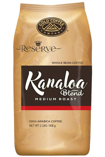 Gold Coffee Kanaloa Blend: Medium Roast Whole Bean Coffee 2lbs (Pack of 1) - Coffee Beans with Smooth  Refreshing  and Deliciously Complex with Milk Chocolate  Floral Honey  and Sweet Lemon Notes