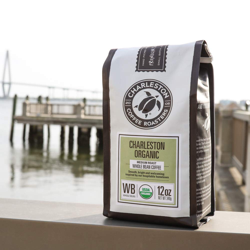 Charleston Coffee Roasters | Specialty Organic Ground Coffee | Hand Picked, Premium Slow Roast (Charleston Organic, Medium Roast) 12Oz, 6 Pack