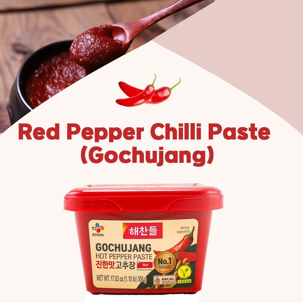 Box Of Life Cj Red Pepper Chilli Paste (Gochujang) 500G & Soybean Paste (Doenjang) 500G Korean Cooking Bundle Set