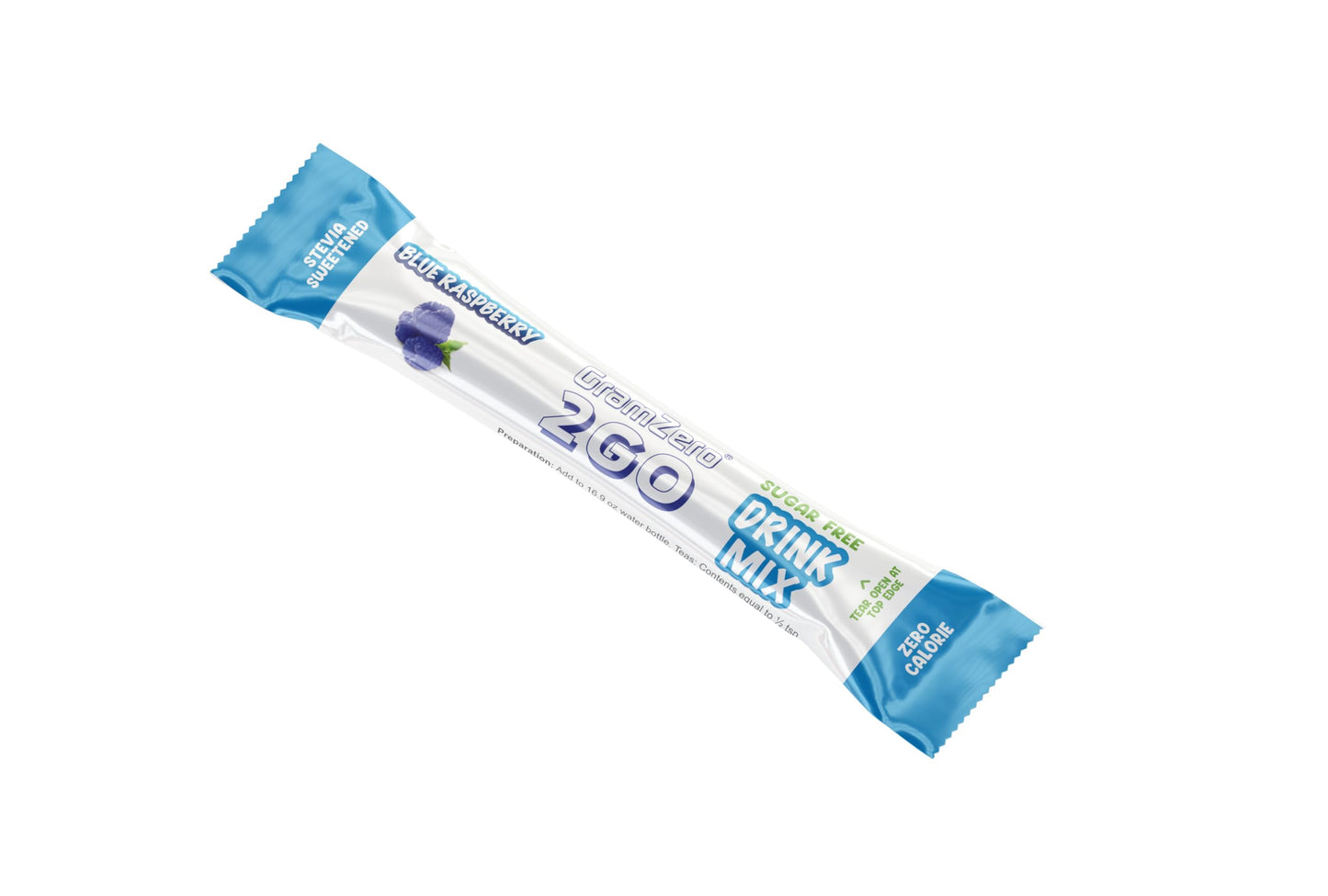 Gramzero 2Go Sticks - Blue Raspberry, Zero Calorie Sugar Free Drink Mix, Stevia Sweetened, Great For Nutrition Club Loaded Tea T