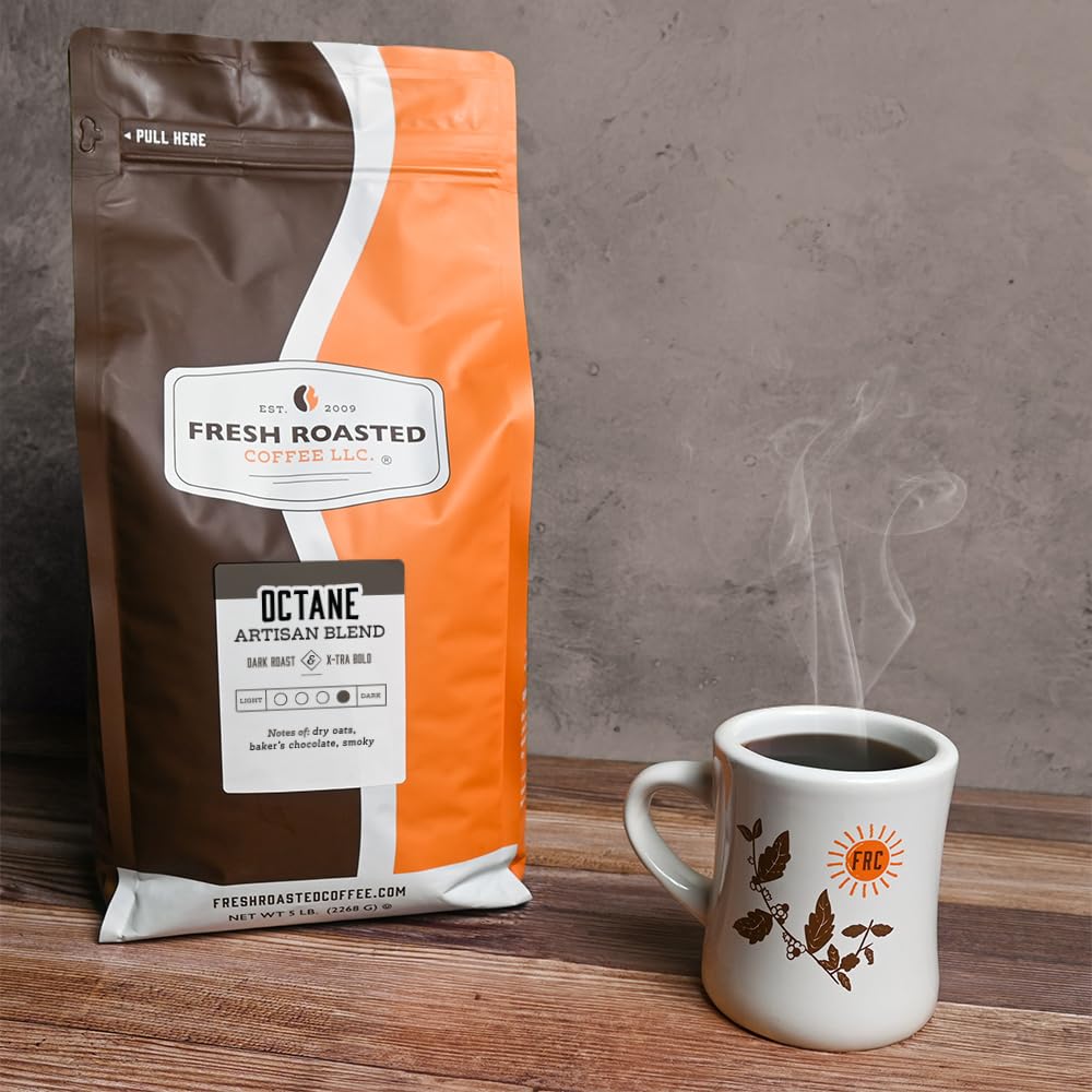 Fresh Roasted Coffee, Octane, 5 Lb, Dark Roast, Kosher, Whole Bean