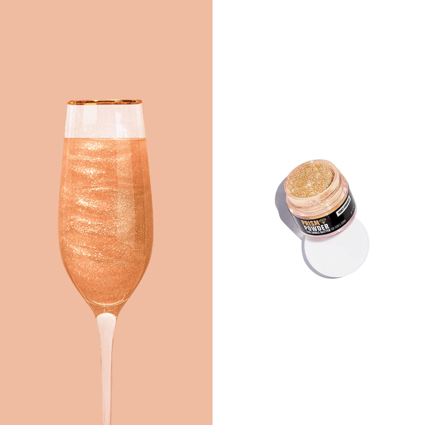 Fancy Sprinkles Prism Powder, Edible Glitter for Baking, 4g, Champagne Rose Gold