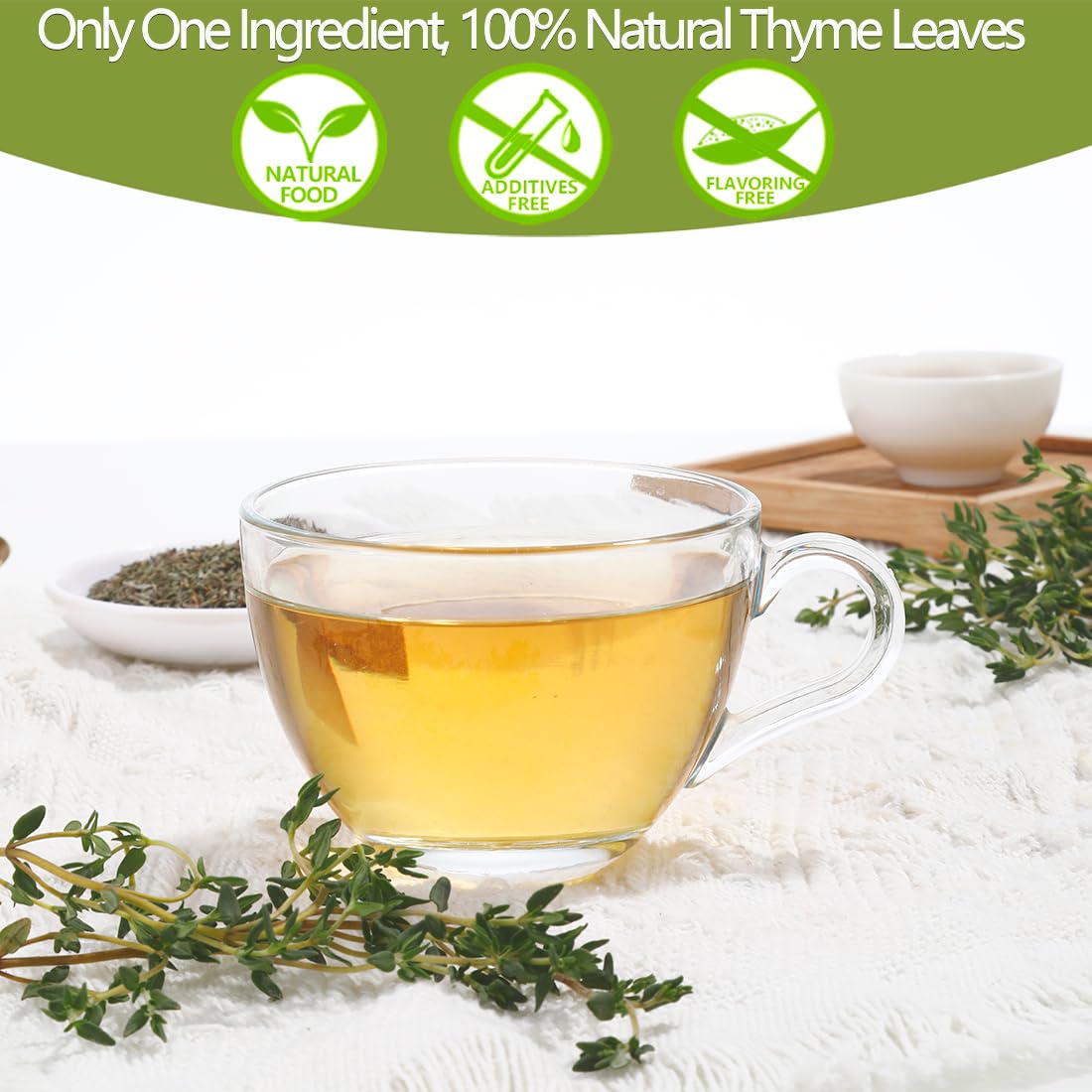ULTHMOK Premium Thyme Leaf Tea Bags, 100% Pure Thyme, Caffeine-Free, 100 Count