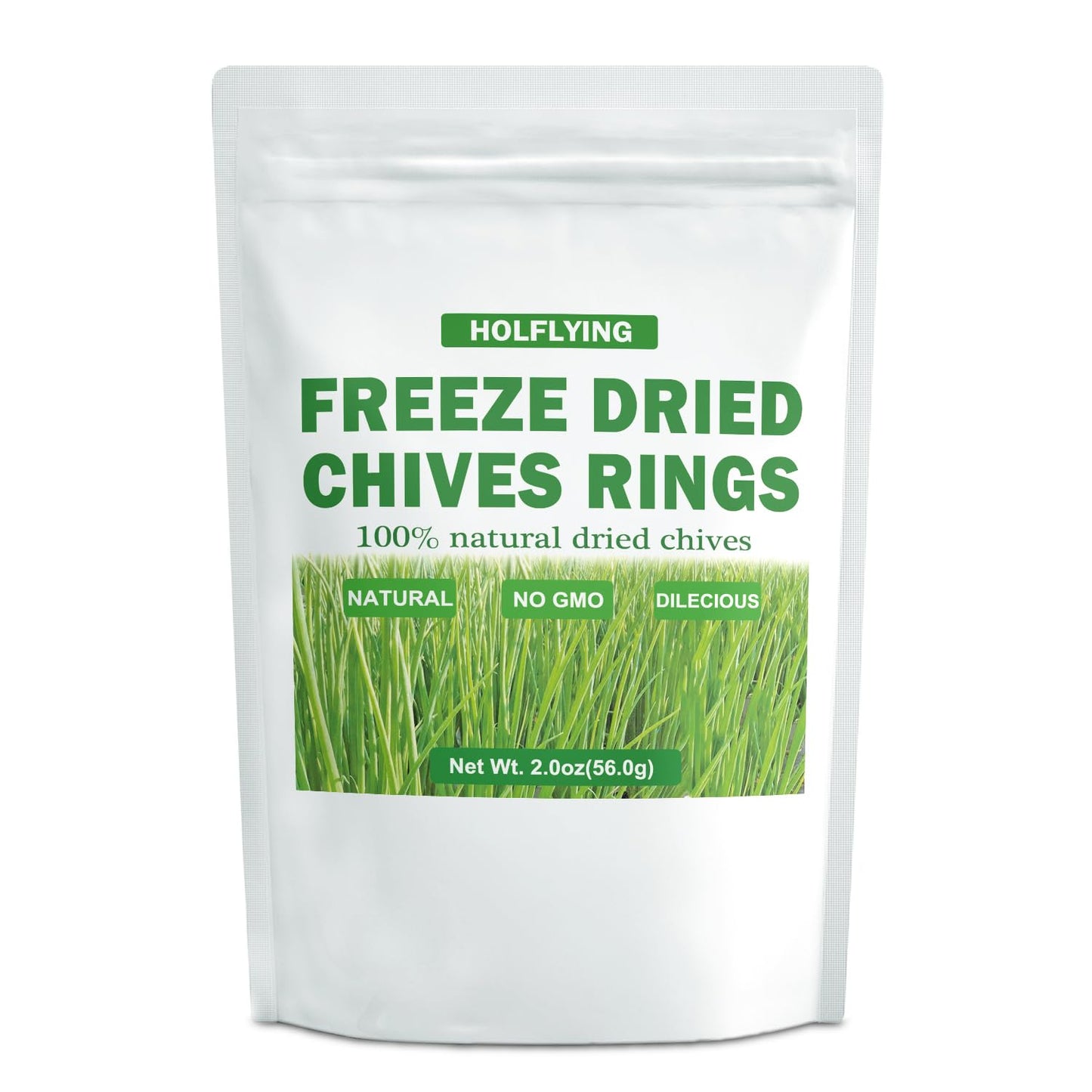 HOLFLYING Freeze Dried Chives Rings - All-Natural Culinary Spice, 2.0oz, No Additives, No GMO